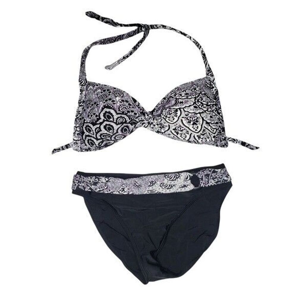 Bikini Bay Purple Paisley Padded‎ Push Up Bikini Size Large